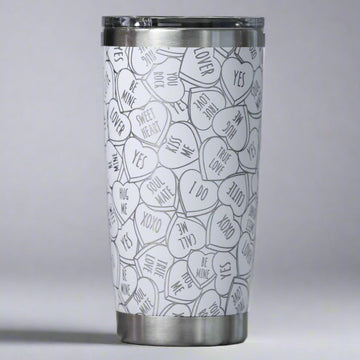 Valentine's Candy Hearts Full Wrap Custom Engraved 20 oz Tumbler
