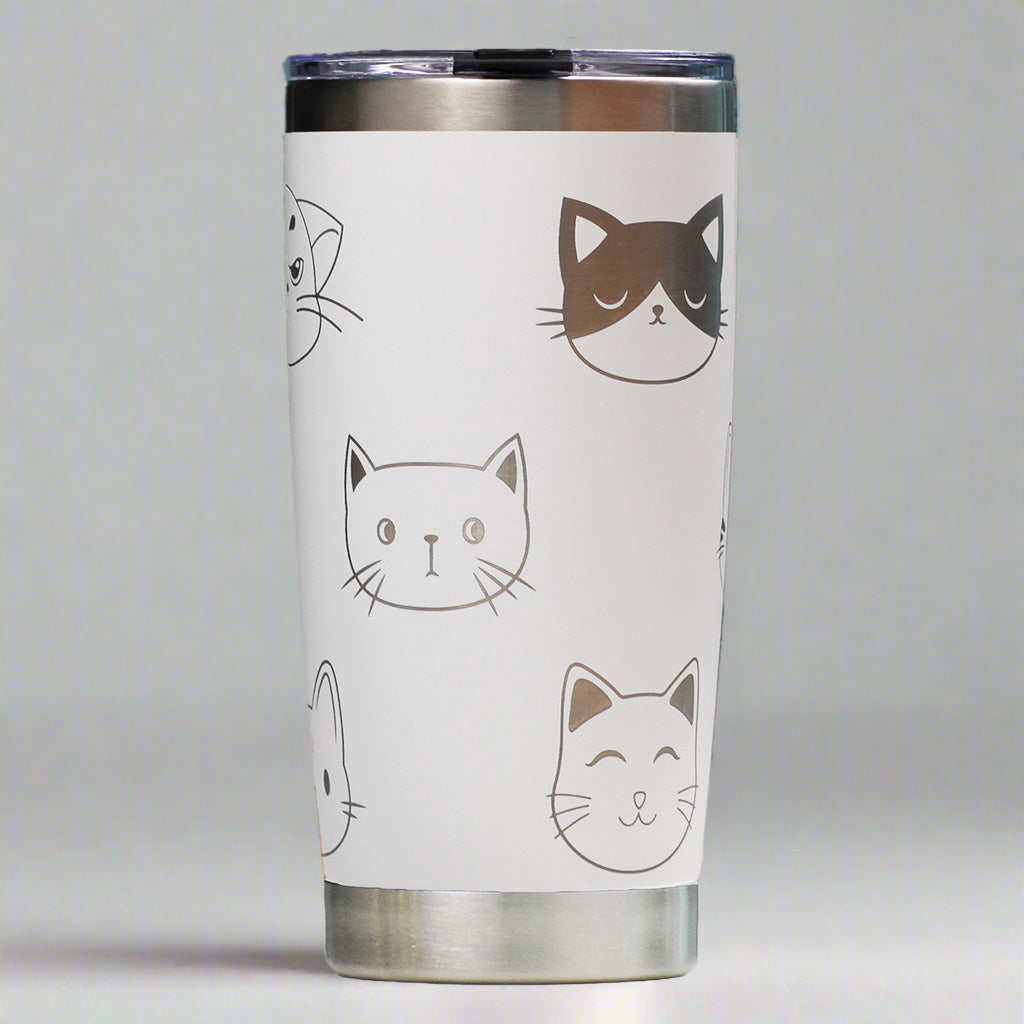 Cute Cat Faces Full Wrap Custom Engraved 20 oz Tumbler