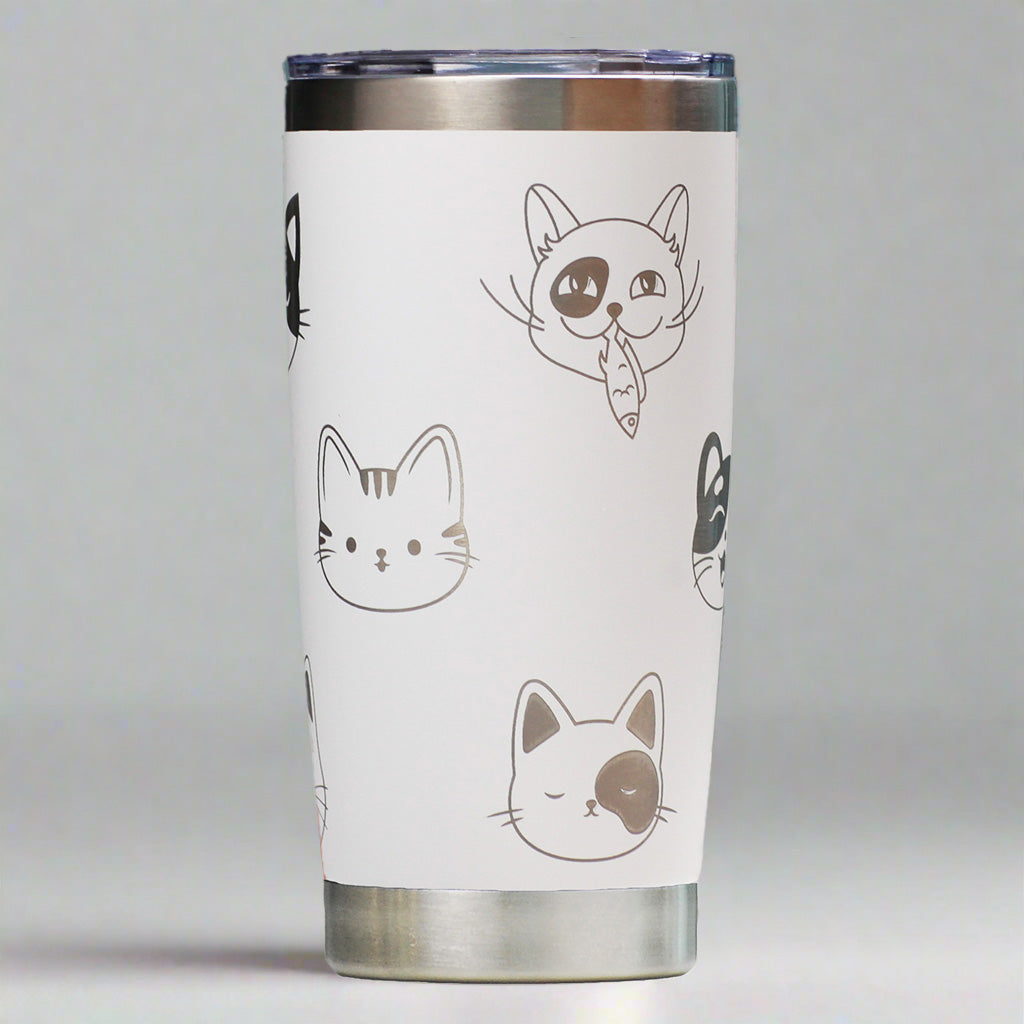 Cute Cat Faces Full Wrap Custom Engraved 20 oz Tumbler