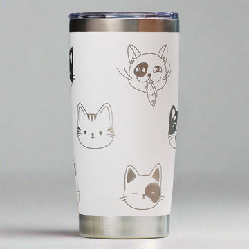 Cute Cat Faces Full Wrap Custom Engraved 20 oz Tumbler