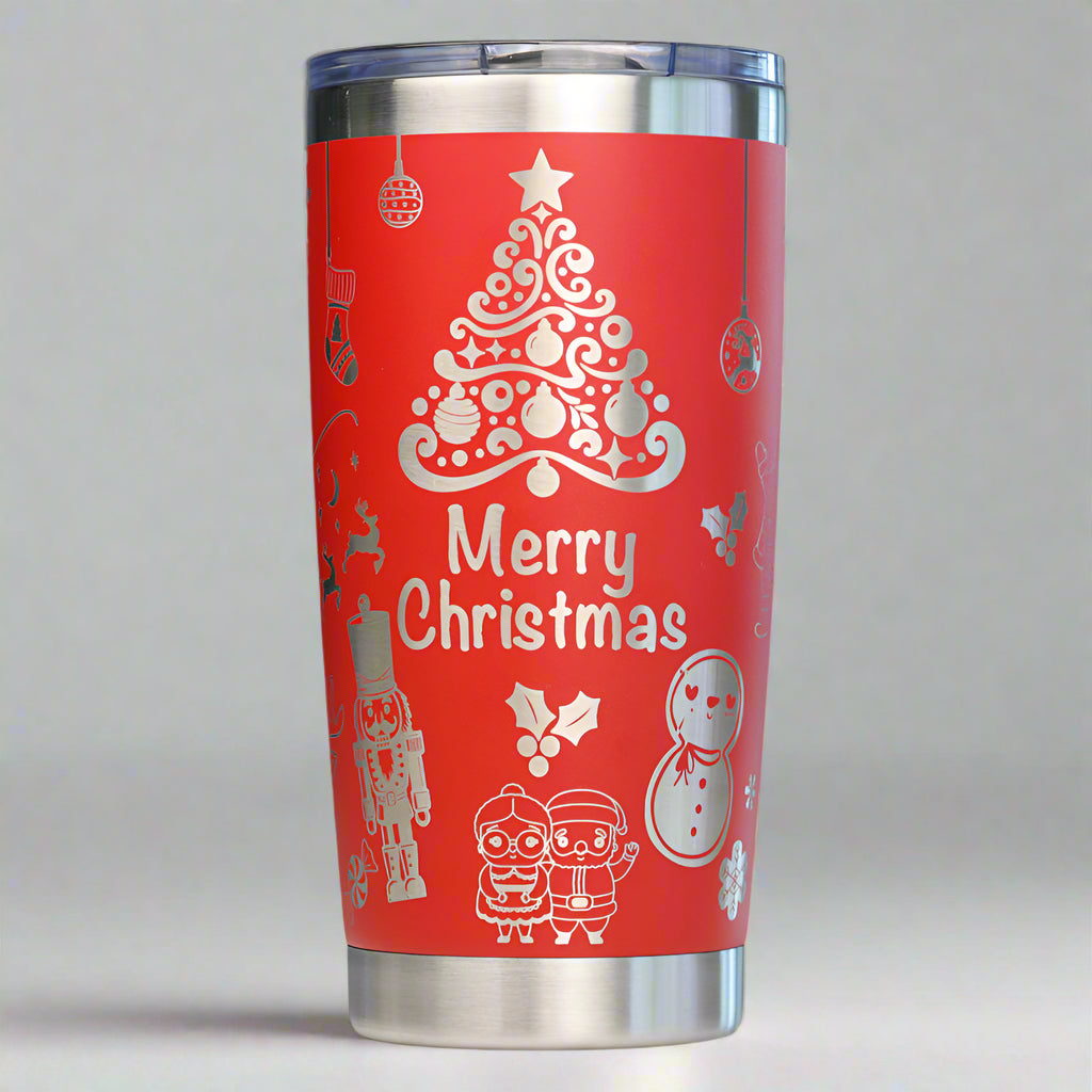 Merry Christmas Full Wrap Custom Engraved 20 oz Tumbler
