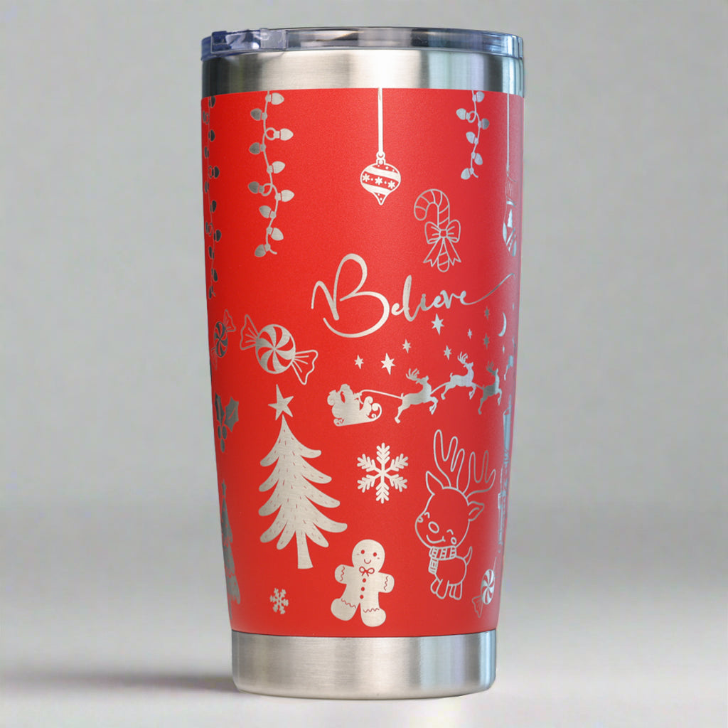 Merry Christmas Full Wrap Custom Engraved 20 oz Tumbler