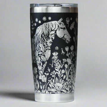 Horse Floral Full Wrap Custom Engraved 20 oz Tumbler