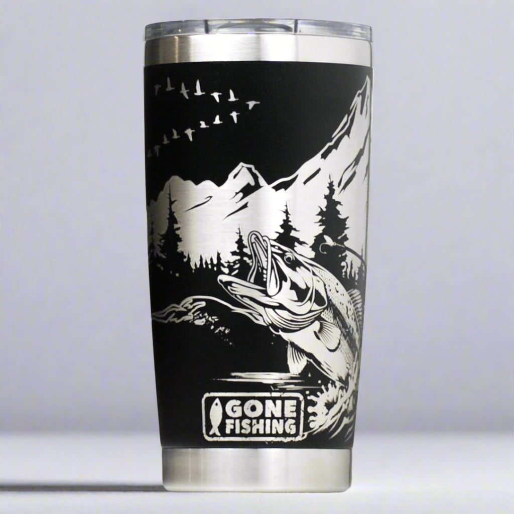 Gone Fishing Full Wrap Custom Engraved 20 oz Tumbler
