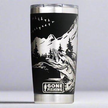 Gone Fishing Full Wrap Custom Engraved 20 oz Tumbler