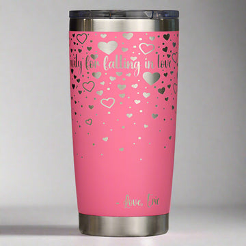 Valentine's Hearts Full Wrap Custom Engraved 20 oz Tumbler