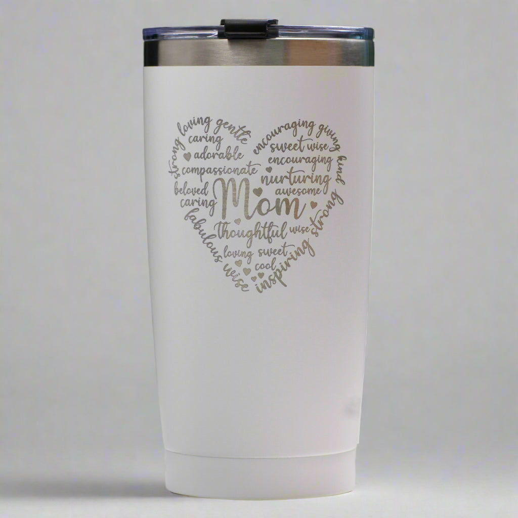 Mom Heart Custom Engraved 20 oz Tumbler