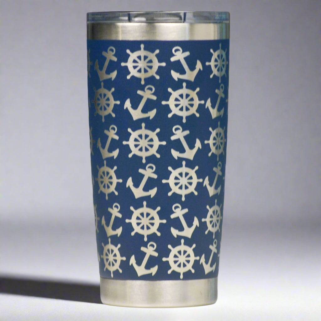 Nautical Full Wrap Custom Engraved 20 oz Tumbler