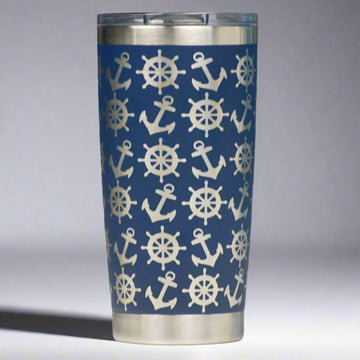 Nautical Full Wrap Custom Engraved 20 oz Tumbler