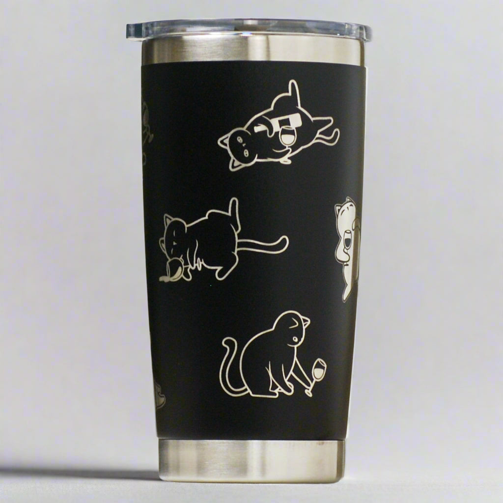 Wine Cats Full Wrap Custom Engraved 20 oz Tumbler