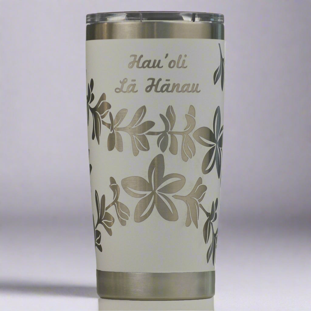 Plumeria Full Wrap Custom Engraved 20 oz Tumbler