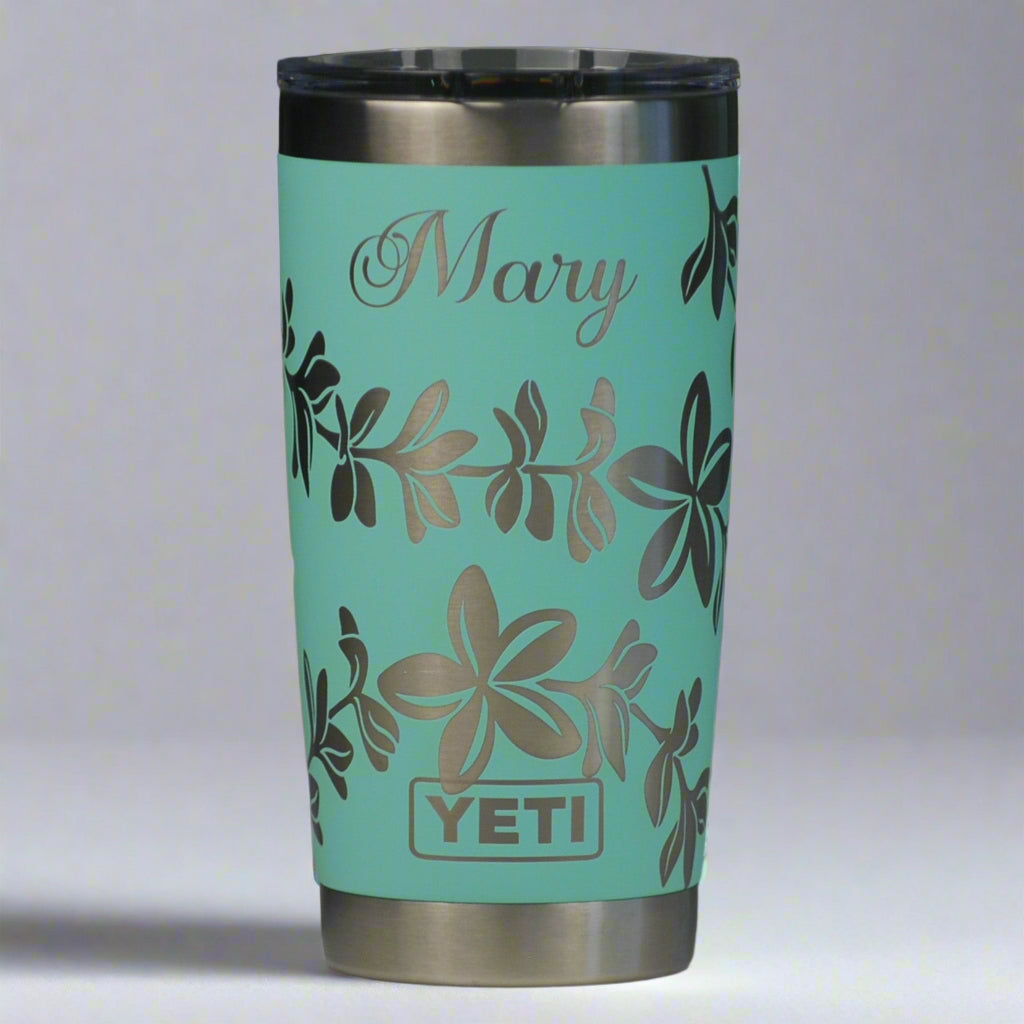 Plumeria Full Wrap Custom Engraved 20 oz Tumbler